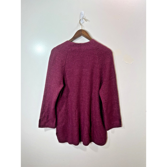 J. Jill Pure Jill Womens V-Neck Sweater Sz L Purple Vibrant Minimalism Soft Cozy - Picture 2 of 8